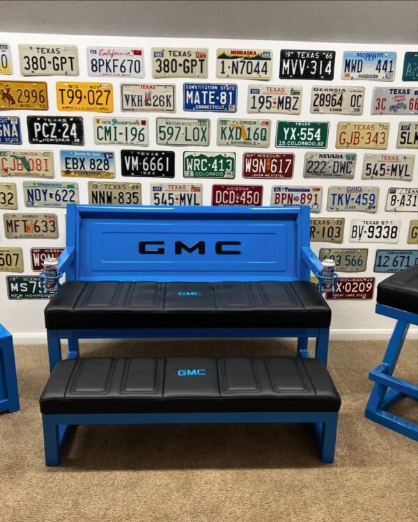 Custom Blue GMC Bench,Stool & Side Table
