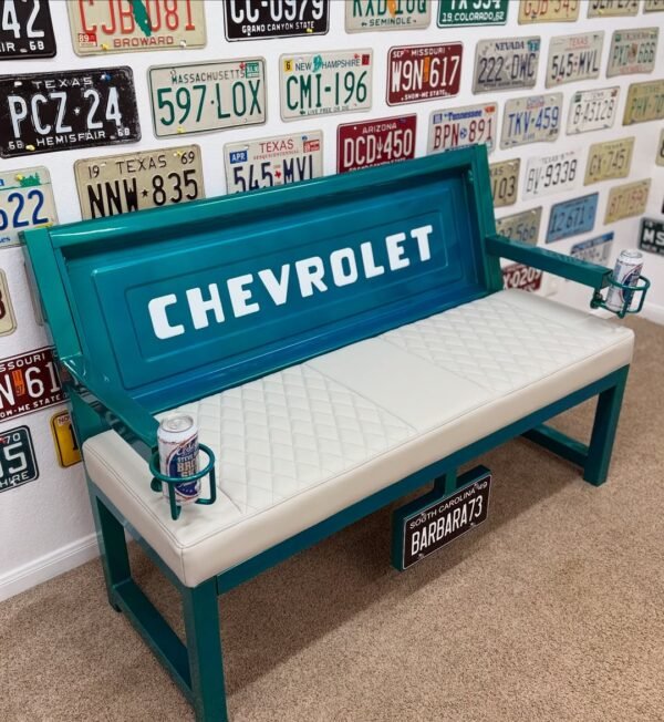 Custom Teal Chevrolet Bench