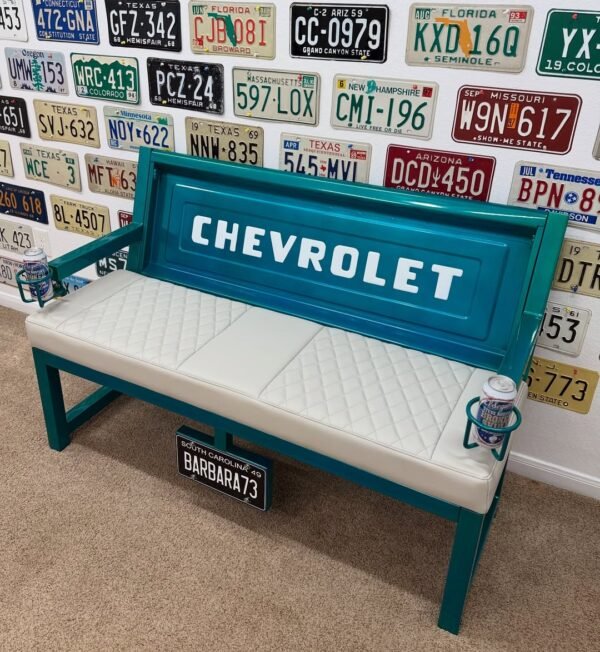 Custom Teal Chevrolet Bench