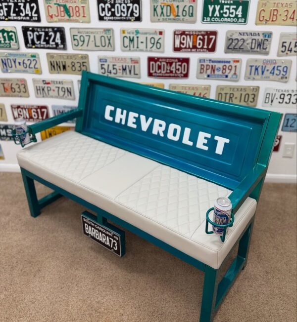 Custom Teal Chevrolet Bench