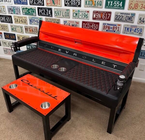Costom Orange & Black Chevrolet Bench / Table