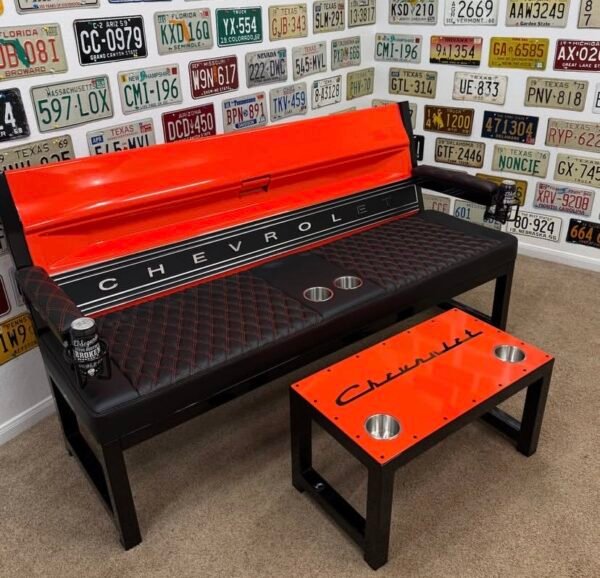 Costom Orange & Black Chevrolet Bench / Table