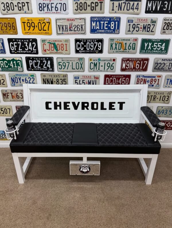 Custom White & Black Chevrolet Bench