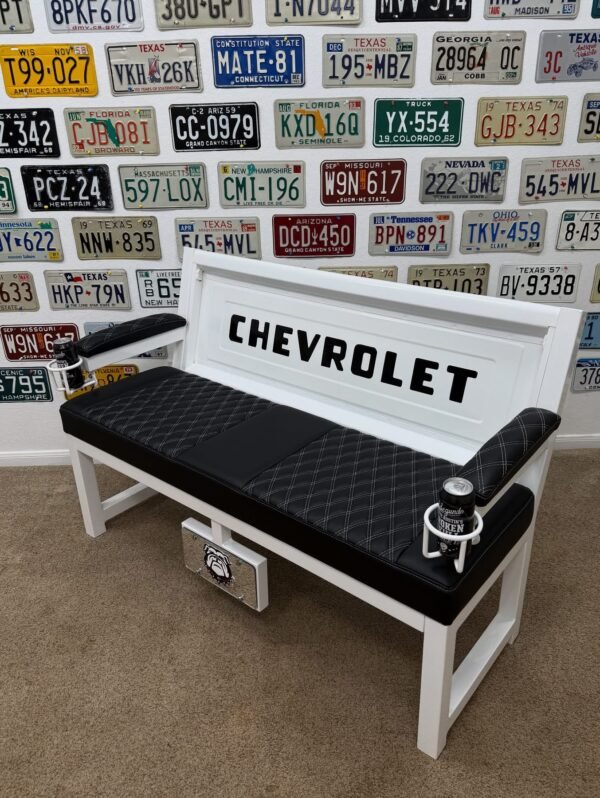 Custom White & Black Chevrolet Bench