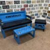 Custom Blue & Black Chevrolet Bench / Stool / Table