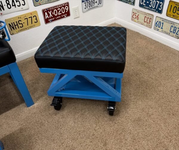 Custom Blue & Black Chevrolet Bench / Stool / Table