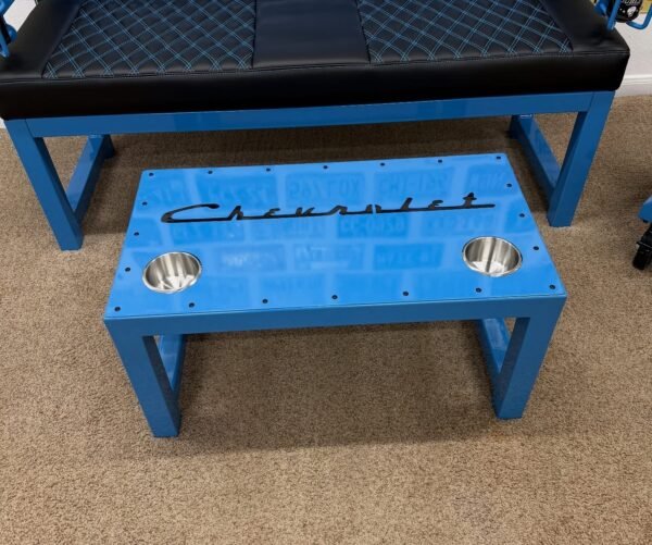 Custom Blue & Black Chevrolet Bench / Stool / Table