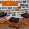 Custom Orange & Black Harley Davidson Bench & Stools