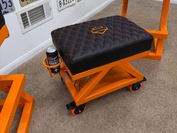 Custom Orange & Black Harley Davidson Bench & Stools