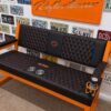 Custom Orange & Black Harley Davidson Bench & Stools