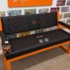 Custom Orange & Black Harley Davidson Bench & Stools