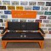Custom Orange & Black Harley Davidson Bench & Stools