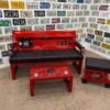 Custom Red Ford HSR Bench Set with Table & Stool