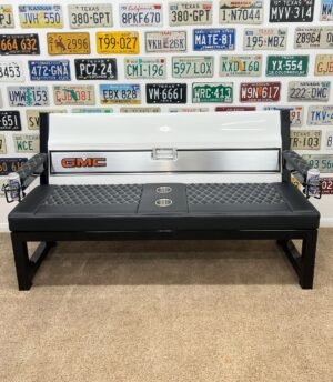 Custom GMC White, Black & Ash Tailgate Bench