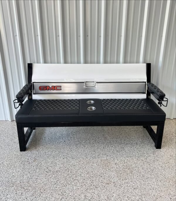 Custom GMC White, Black & Ash Tailgate Bench