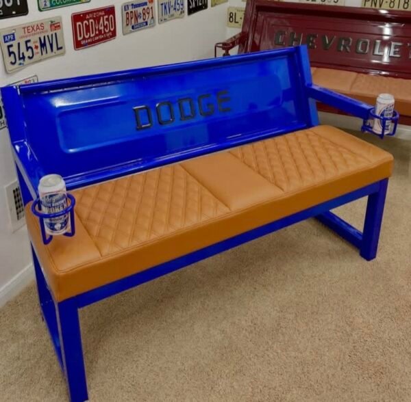 Custom Dodge Blue & Brown Bench