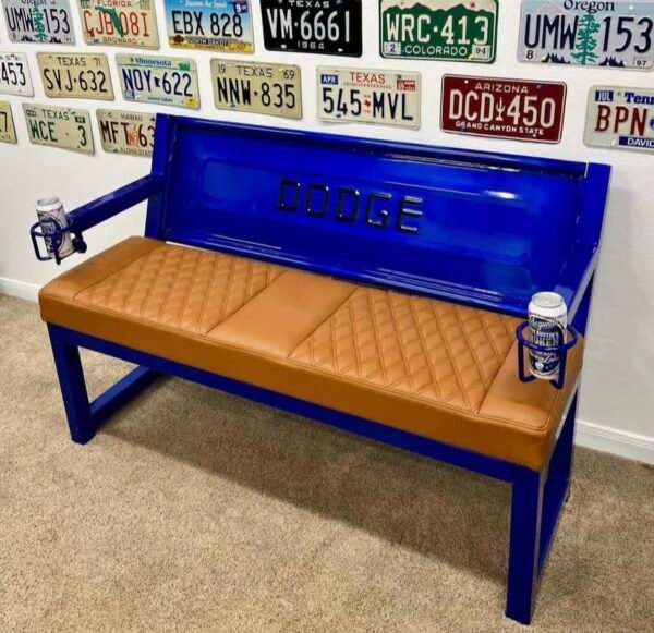 Custom Dodge Blue & Brown Bench