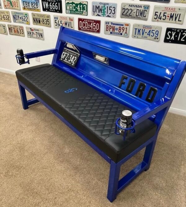 Custom Blue & Black Ford Bench