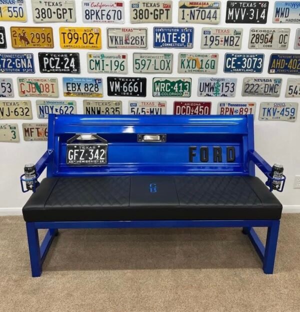 Custom Blue & Black Ford Bench