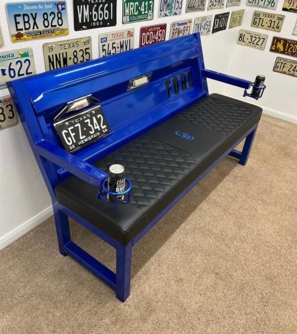 Custom Blue & Black Ford Bench