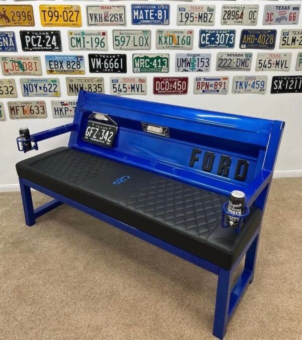 Custom Blue & Black Ford Bench
