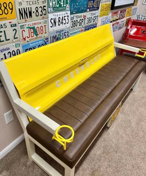 Custom Chevrolet Yellow/Brown & White Bench