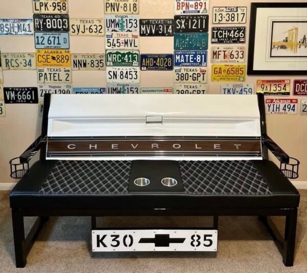 Custom Chevrolet White & Black/Brown Bench