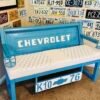 Custom Chevrolet Blue & White Bench