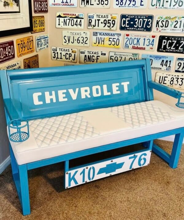 Custom Chevrolet Blue & White Bench