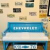 Custom Chevrolet Blue & White Bench
