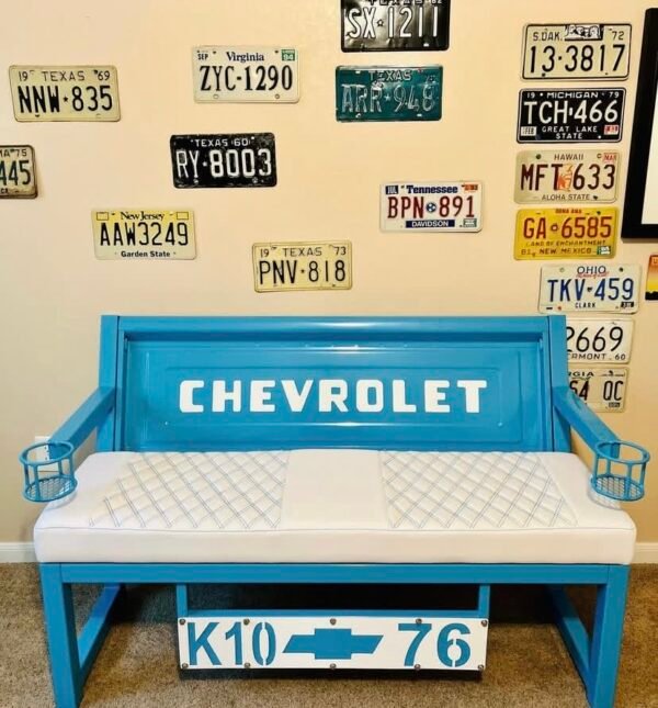 Custom Chevrolet Blue & White Bench