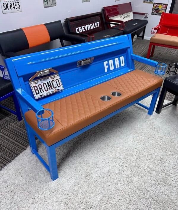 Custom Blue & Brown Ford Bronco  Bench
