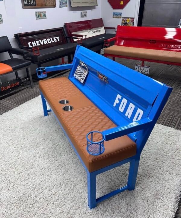 Custom Blue & Brown Ford Bronco  Bench