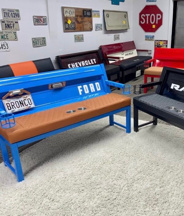 Custom Blue & Brown Ford Bronco  Bench