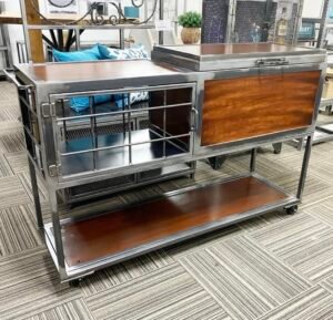 Custom Metal Console Table with Integrated Cooler Flask