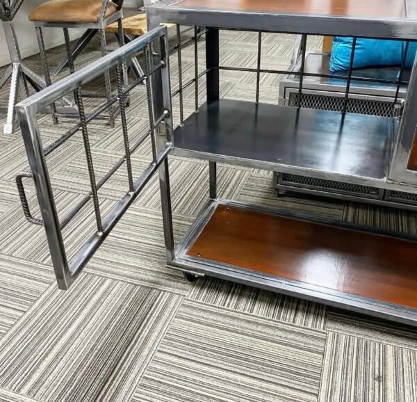 Custom Metal Console Table with Integrated Cooler Flask