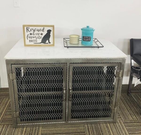 Custom Steel Table with Storage Cabinet