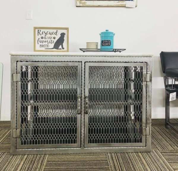 Custom Steel Table with Storage Cabinet
