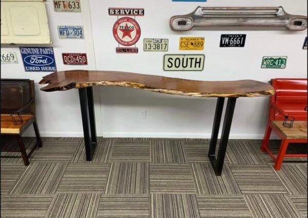 Screenshot Custom Wooden Table with Metal Legs + 2 Stools