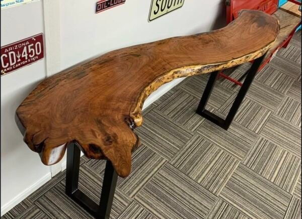 Screenshot Custom Wooden Table with Metal Legs + 2 Stools