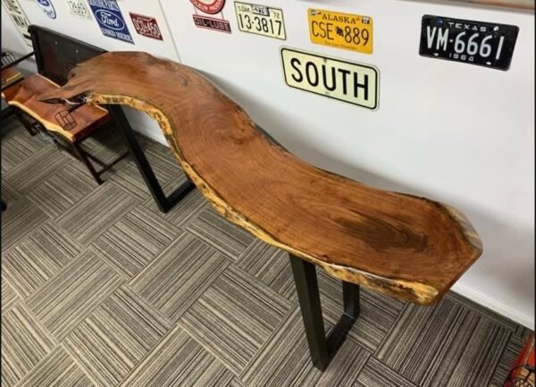 Screenshot Custom Wooden Table with Metal Legs + 2 Stools
