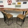 Screenshot Custom Wooden Table with Metal Legs + 2 Stools