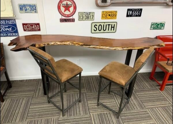 Screenshot Custom Wooden Table with Metal Legs + 2 Stools