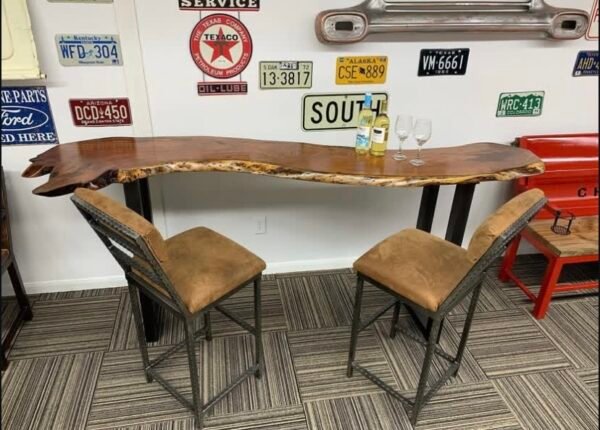 Screenshot Custom Wooden Table with Metal Legs + 2 Stools