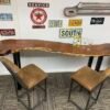 Screenshot Custom Wooden Table with Metal Legs + 2 Stools