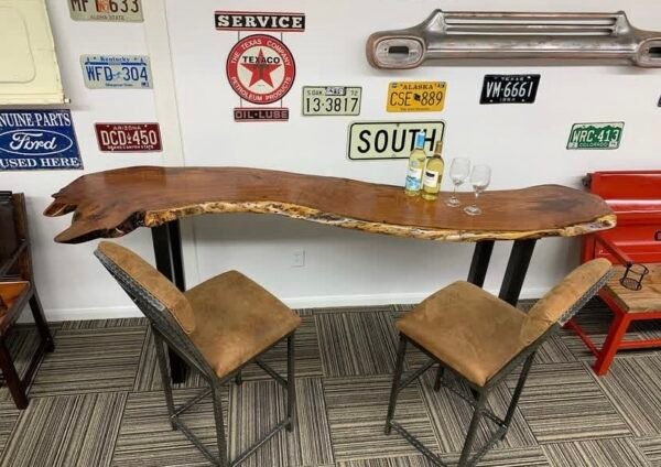 Screenshot Custom Wooden Table with Metal Legs + 2 Stools