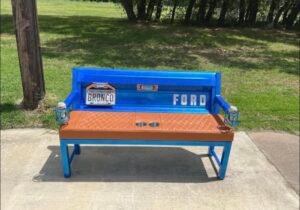 Custom Blue & Brown Ford Bronco  Bench