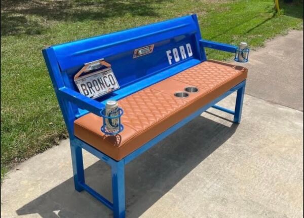 Custom Blue & Brown Ford Bronco  Bench