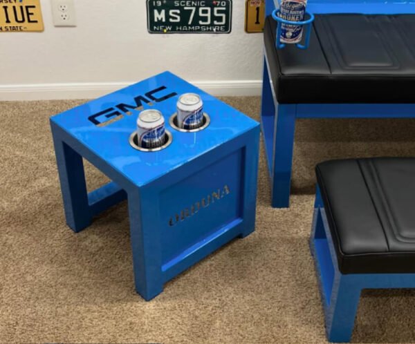 Custom Blue GMC Bench,Stool & Side Table