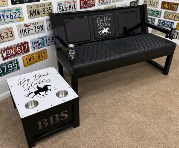 Custom Black Bench & Table Set